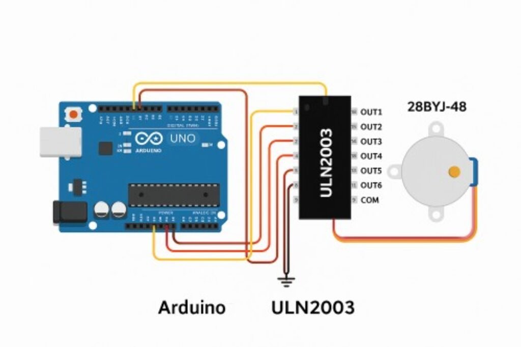 Arduino ULN2003 Stepper Motor Driver Board: Complete Guide to the Darlington Driver IC (Applications, Sequence, and Alternatives) 6 arduino uln2003 stepper wiring diagram