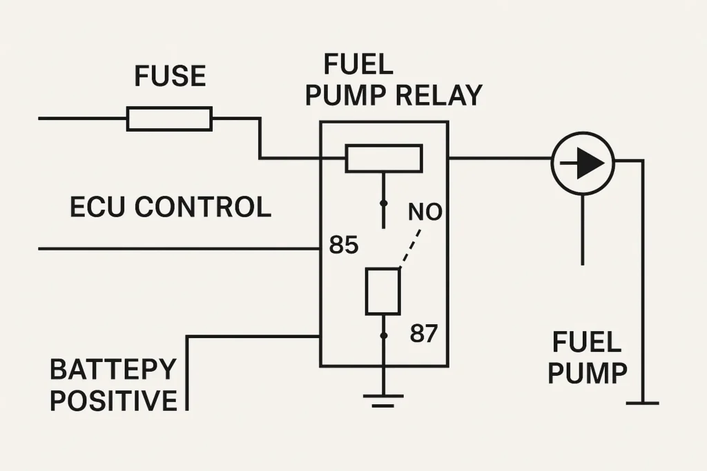 Fuel Pump Relay: Working Principle, Failure Symptoms, Testing Methods, and Component Selection Guide 2 fuel-pump-relay-circuit-diagram