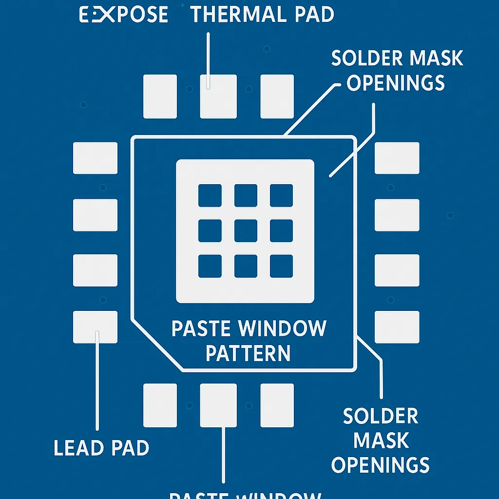 IC Packaging Types Explained: A Complete Engineering Guide to DIP, SOIC, TSSOP, QFN, BGA, and WLCSP 2 qfn-pcb-footprint-diagram