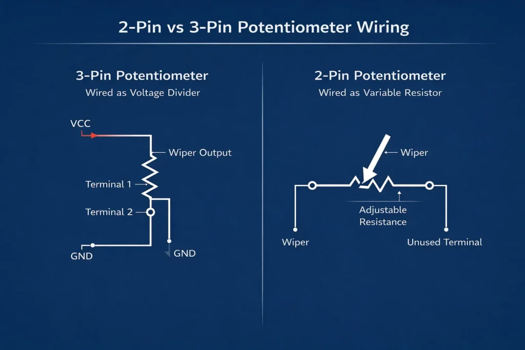 potentiometer 2 pin vs 3 pin wiring diagram