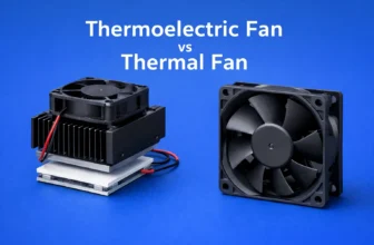 Thermoelectric fan vs thermal fan featured image showing a TEC cooling assembly and a standard electronics cooling fan