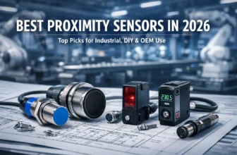 Best proximity sensors in 2026 cover image showing multiple industrial sensor models on an engineering table