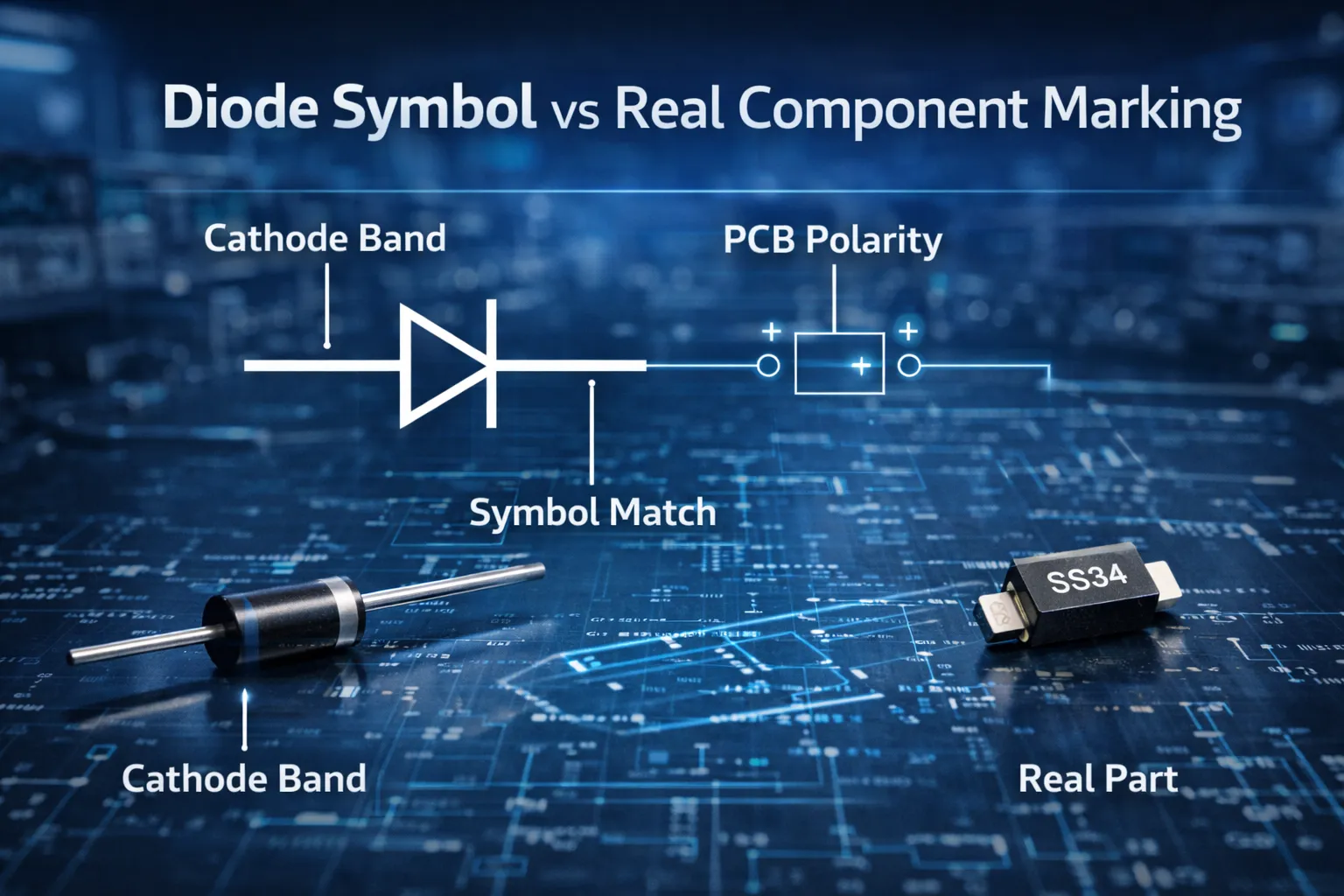 Diode Symbols and Their Functionality: A Complete Guide to Reading Common Diodes 3 diode-symbol-vs-real-component-marking