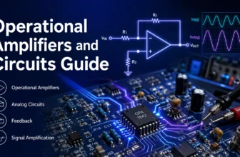 Operational amplifiers and circuits guide cover image with op-amp schematic and analog PCB