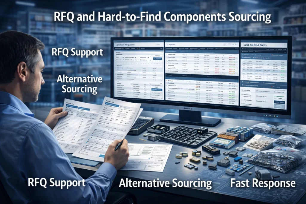 RFQ and hard-to-find electronic components sourcing illustration for procurement teams