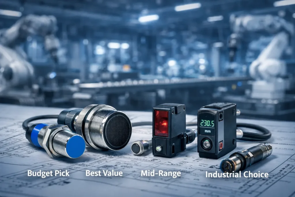 Top proximity sensor picks for 2026 shown in a tiered industrial product lineup